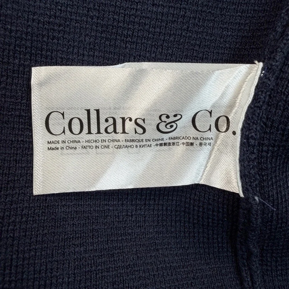 Collars & Co Mens Small Luxury Knit Blazer Navy Blue Merino Wool NWT